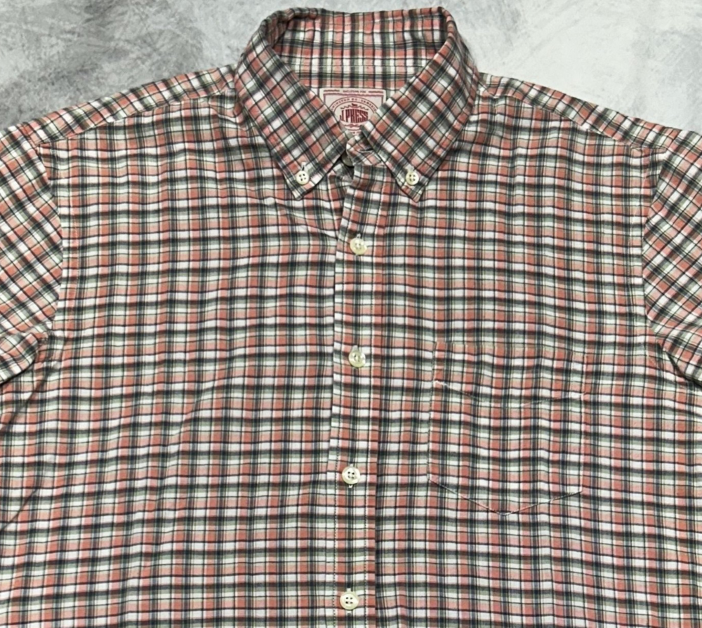 J. Press Short Sleeve Button Shirt Mens Small Multicolor Plaid